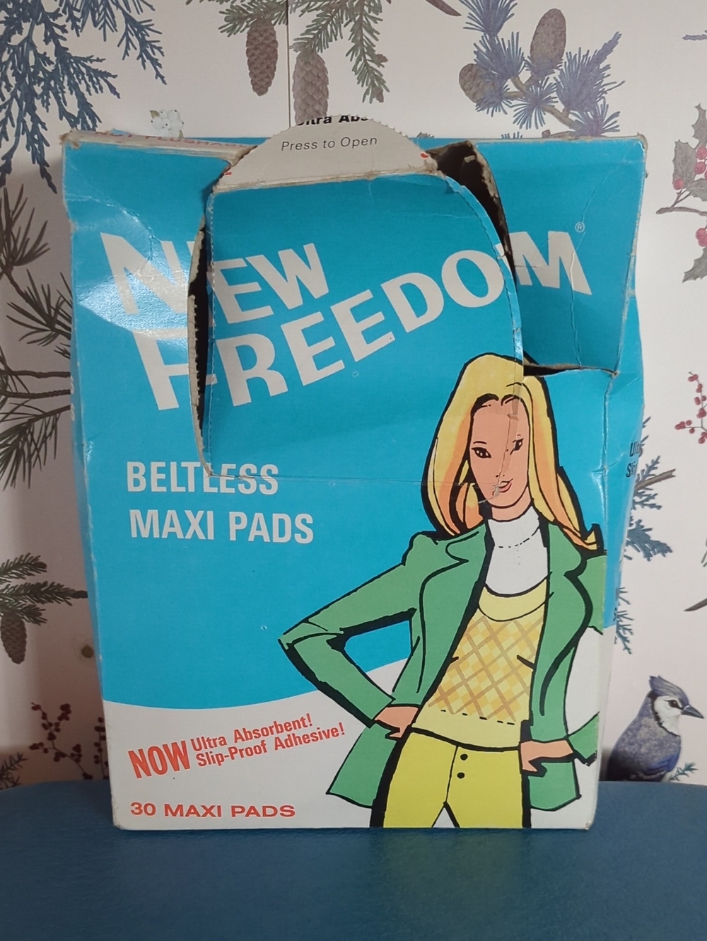 Open Box of a Historical "New Freedom" Maxi Pads